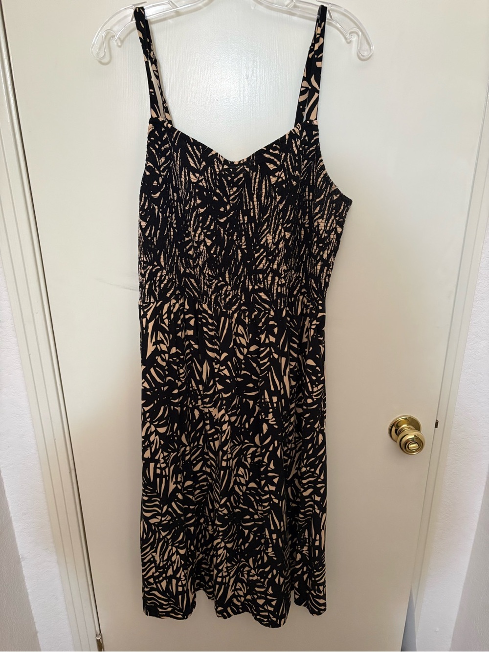 Old Navy Black and Beige Printed Midi Dress